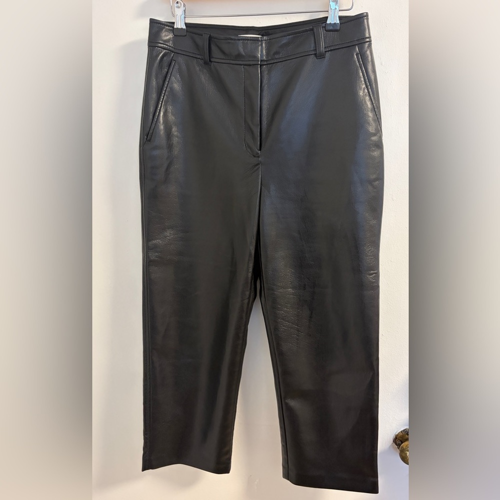 Babaton Black Cropped Vegan Leather Pants
